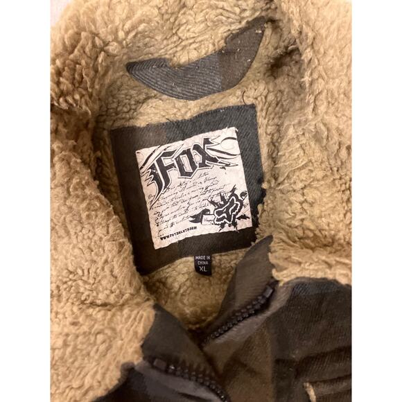 Vintage Fox Racing Flannel Jacket Sherpa Lined Mens XL – Brown Grey Plaid Zip-Up - Picture 3 of 6